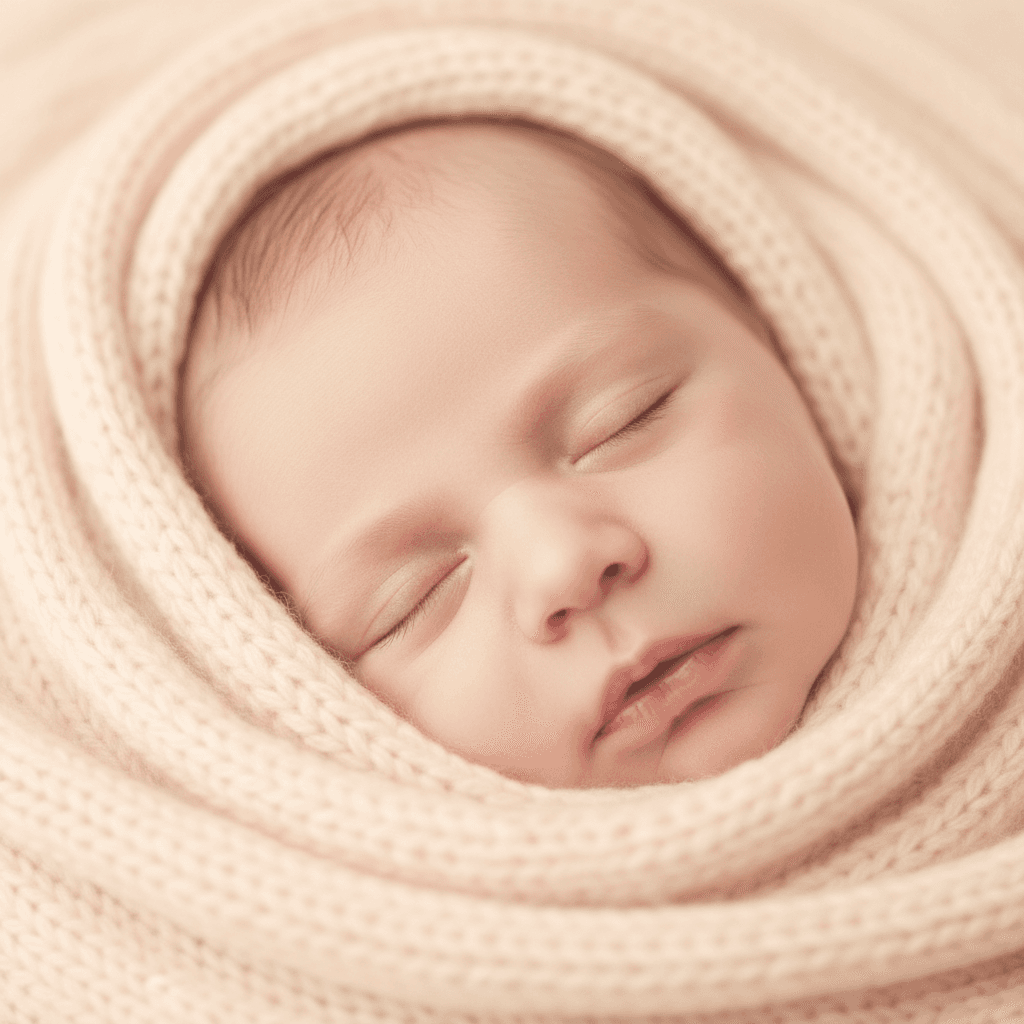 Sleeping newborn's peaceful face in intimate detail